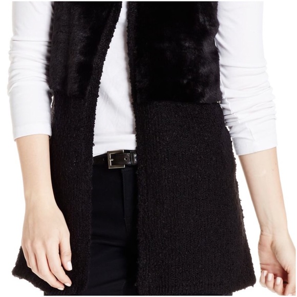 STYLE & CO Vest Bohemian Faux Fur Knit Black Small - Picture 3 of 4